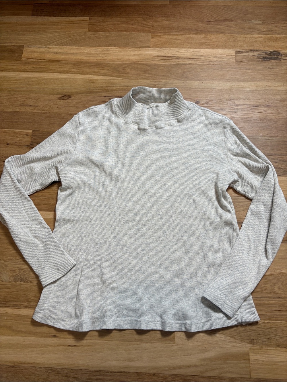 kathy ireland Heather Gray Ribbed Mock Neck 100% Cotton Sweater